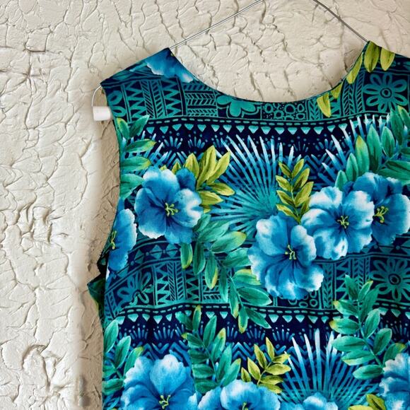 Vintage R&K Blue and Green Floral Maxi Dress - Picture 3 of 9